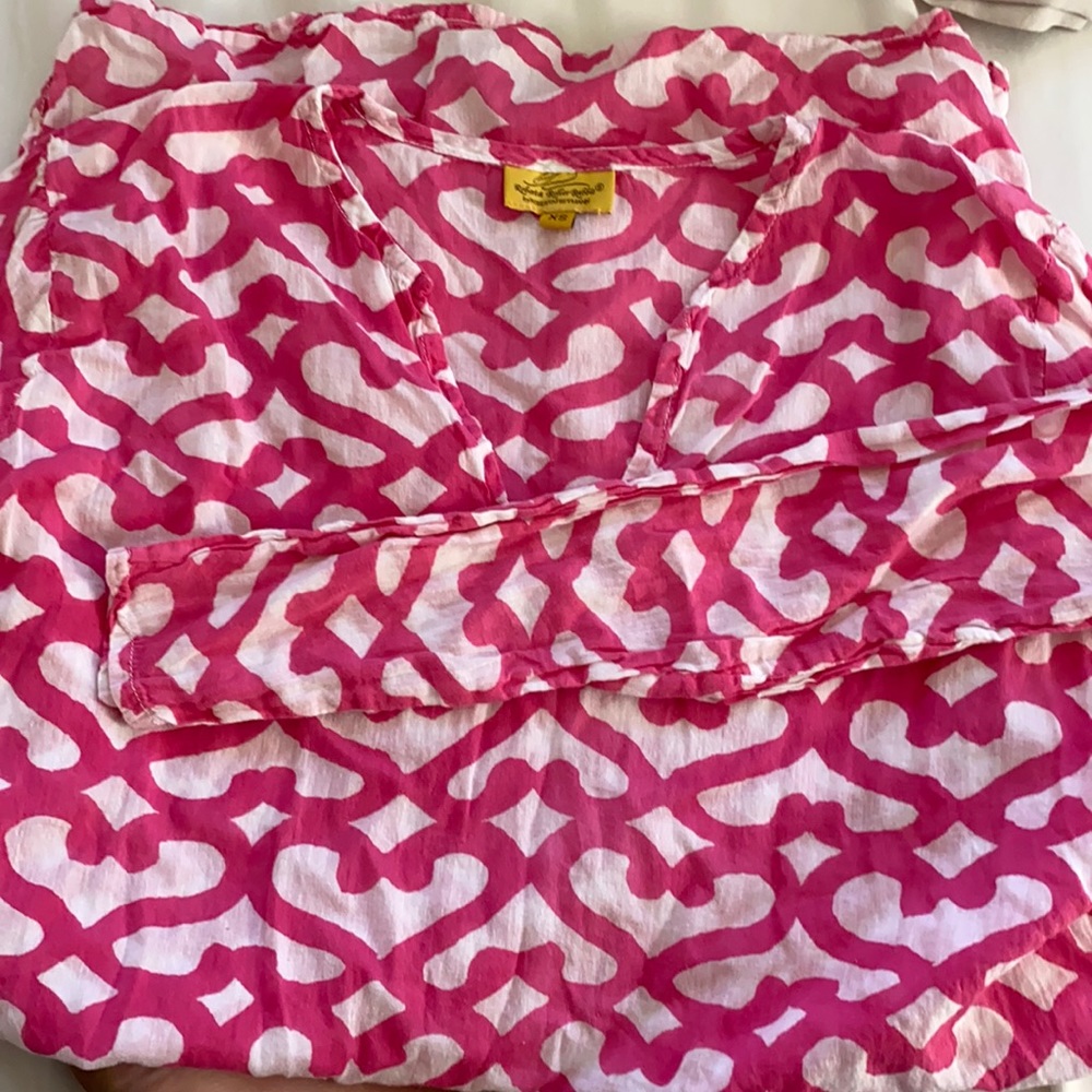 Roberta roller rabbit pink and white tunic